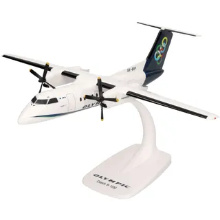 HERPA Snap-Fit Modellflugzeug Olympic Air DHC-8-100 Miniatur im Maßstab 1:100, Sammlerstück, Modell mit Standfuß, Kunststoff