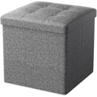 Oak & Tea Sitzhocker mit Stauraum, Hocker mit Stauraum, Sitzwürfel Klappbar, Aufbewahrungsbox Hocker, Kleine Sitzbank, Ottomane Sofa Fußhocker, für Wohnzimmer, Schlafzimmer, 30x30x30cm, Grau
