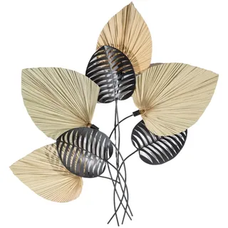 Romimex Wanddekoration, Schwarz, Natur, Metall, 77 x 94 x 8 cm, Blätter