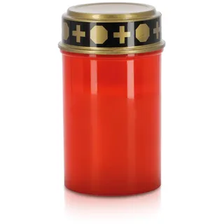 LED Universum - LED Grablicht Trauerlicht rot batteriebetrieben aus Kunststoff mit Flackereffekt Wetterbeständig IP44 Höhe 12cm Gedenklicht Grabkerze (Rot, 1 Stück)