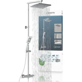 Schütte Trento Duschsystem mit Thermostat Chrom 32x20 cm