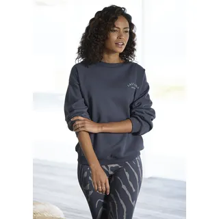 Sweatshirt LASCANA, Damen, Gr. 32/34, grau (anthrazit), Sweatware, Obermaterial: 60% Baumwolle, 40% Polyester, bestickt, unifarben, bequem hüftlang, Rundhals, Rippbündchen, Sweatshirts Sweatshirt, mit weiten Ärmeln, Loungewear