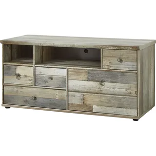 TV-Board INNOSTYLE "BONANZA", braun, B:130cm H:61cm T:52cm, Holzwerkstoff, Sideboards, TV-Board, 4 Schubladen, 1 Klappe, 2 Fächer, 1 Kabeldurchlass, ABS Kantenschutz