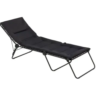 Lafuma Mobilier Siesta L Gepolsterte Klappbare Sonnenliege, 4 Positionen verstellbar, AirComfort, Schwarz Acier