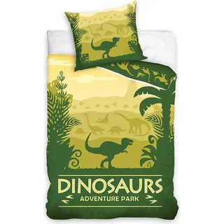 Dinosaurus Bettbezug Grün 140 x 200 cm 70 x 90 cm - Baumwolle - Grün