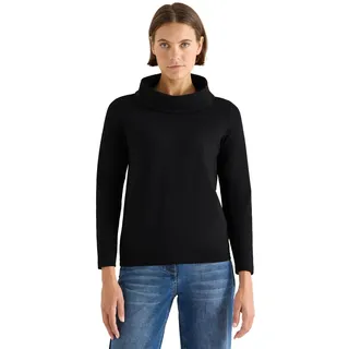 CECIL Damen 3227753 Shirt mit großem Kragen, Schwarz, XL