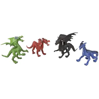 IDENA 40090 - Spielfigurenset mit 4 Drachen, aus Kunststoff, jeweils ca. 16 cm groß, Spielspaß für die Badewanne, den Sandkasten, im Kindergarten und Kinderzimmer