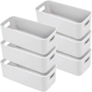 LYLIDIA 6 Stück Aufbewahrungsbox Klein Schmal 30cm, Kunststoffbox Organizer Box Aufbewahrung, Aufbewahrungskorb Kisten Schrank Schubladen Ordnungsboxen Basket Körbchen für Bad Küche (Grau)