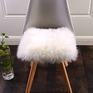 YDFYX Lammfell Schaffell Teppich Kunstfell Dekofell in Super weich Lammfellimitat Teppich Longhair Fell Optik Nachahmung Wolle Bettvorleger Sofa Matte (C-Weiß, 45 x 45cm)