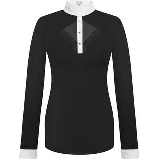 Fairplay Damen Turniershirt CATHRINE schwarz mit Spitze und Strass, langarm, Geschlecht:Damen, Größe:34 - Schwarz