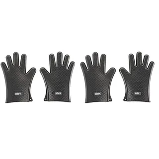 Weber Silikon Grillhandschuhe, 1 Paar, hitze- & wasserabweisend, perfekt für Grillgut vom Grill oder Smoker, wiederverwendbar, lebensmittelsicheres Silikon, reinfache Reinigung - Schwarz (7017)