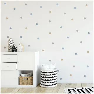 Yabaduu Tupfen Set Wandtattoo 4 Farben auf 4 Din A4 Bögen insgesamt 96 Aufkleber Punkte Dekor für Kinderzimmer Babyzimmer Dekor Selbstklebend (Y043-01 Blau)
