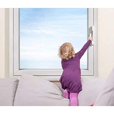 Kindersicherung für Fenster - ohne Bohren | werkzeuglose Montage, Fenstersicherung, Balkonsicherung, Verriegelung ohne Beschädigung - 2 Stück (Transparent)