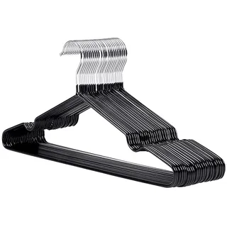 1Above 25 x Premium gummierte Metall-Kleiderbügel – strapazierfähig – platzsparender Organizer Kleiderbügel für Kleiderschränke, Garderobenleisten, dünn und rutschfest, Chrom (schwarz)