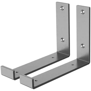 ML-Design 2 Stück Regalhalterung 20x4x14 cm, Grau, aus Metall, 8 Zoll Regalhalterungen, Industrielle Regalwinkel, Regalträger für Wandmontage, 90