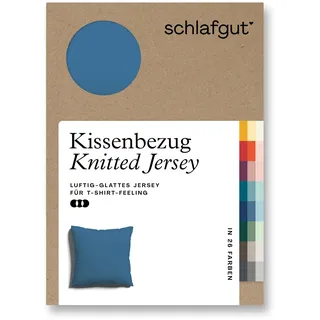 schlafgut Kissenbezug Premium Kissenbezug Knitted Jersey 40 x 40 cm Blau