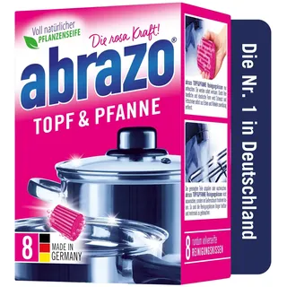 abrazo Topf & Pfanne | 8 Reinigungskissen, für Töpfe, & Backofen, Spülschwamm mit veganer Pflanzenseife, Küchenschwamm, Reinigungsschwamm