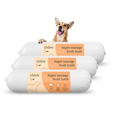 Chōmi Dog Super Sausage Fresh Lamb 8-er Pack | (200g x 8) Hundefutter | Nassfutter Für Hunde | Lammwurst für Hunde | Adult | Getreide- und konservierungsmittelfrei | Mit Meeresalgen | Barf