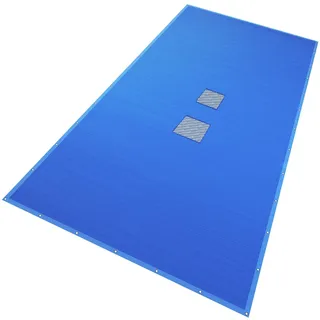 VOUNOT Poolabdeckung rechteckig, Pool Abdeckplane aus Polyethylen 160 g/m2 mit Abflussnetz, Doppelte Poolplane Wasserdicht Schimmelresistent Reißfest mit Aluminiumösen 6X12m, Blau