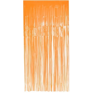 Boland - Folienvorhang neon, 200 x 100 cm, Partydeko für Silvester, Hochzeit oder Geburtstag, Dekoration, Lametta Vorhang, Neonorange