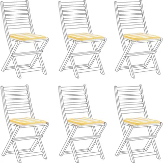 BELIANI Sitzkissen für Gartenstuhl 6er Set Gelb / Weiß Stoffbezug mit Reißverschluss Bindebändern 31 x 39 cm Modern Streifenmuster Outdoor Ausstattung - Gelb, Weiß