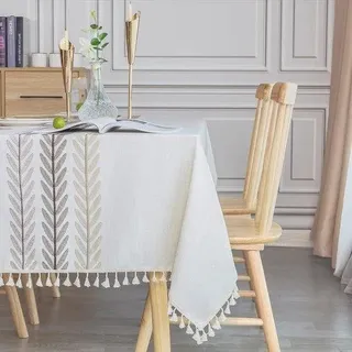 Tischdecke, rechteckig, waschbar, Baumwolle, Leinen, Tischleintuch, 140 x 220 cm, für den Haushalt, Küche, Esszimmerdekoration