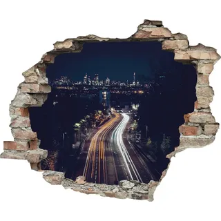 Queence Wandtattoo »Straße bei Nacht« Wandsticker, Wandbild, selbstklebend, 3D, Wanddurchbruch, schwarz