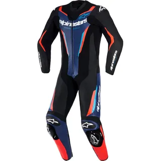 Alpinestars GP Force V2, Lederkombi 1tlg. - Schwarz/Blau/Neon-Rot - 50