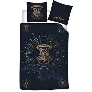 Aymax Harry Potter mit Hedwig Polycotton Schwarz 140 x 200 cm + 65 x 65 cm