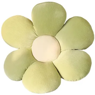 LATRAT Blumenboden Kissen Tatami Blumenförmiges Dekor, Sitzkissen Boden Aesthetic Zimmer Deko Bedroom, Cute Pillow, Plüsch-Bodenkissen für Schlafzimmer, Sofa, Stuhl, Grün und Weiß, 40 x 40 cm