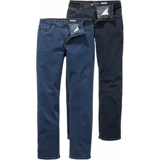 Stretch-Jeans ARIZONA "John", Herren, Gr. 56, N + U Gr, blau (blau s, dk bl), Obermaterial: 98% Baumwolle, 2% Elasthan, Basic, normal lang, Jeans Stretch-Jeans, gerade Beinform, niedrige Leibhöhe, mit Five-Pocket-Konfiguration, Topseller