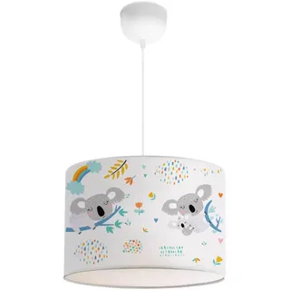 lux.pro Kinderhängeleuchte Rugby , Weiß, Grau, Blau , Textil , Rund , E27 , 28x70x28 cm , Lampen & Leuchten, Kinderzimmerlampen