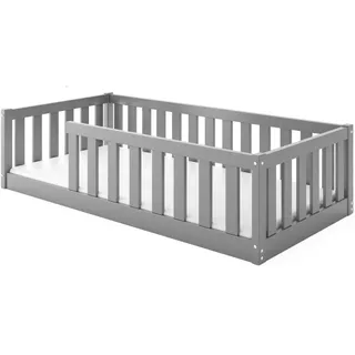 Interbeds Kinderbett Montessori 160 x 80 cm Kiefer grau