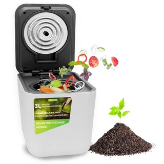 Nutrichef Elektrischer Küchenkomposter 3L – Geruchsdichter Biomülleimer für Lebensmittelreste & Bioabfall, Selbstreinigend, Nachhaltig & Zero-Waste, Ideal für Haushalt & Küche, 550 Watt