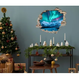 queence 3D-Wandtattoo »Nordlichter« selbstklebender Wandsticker Weihnachten, blau