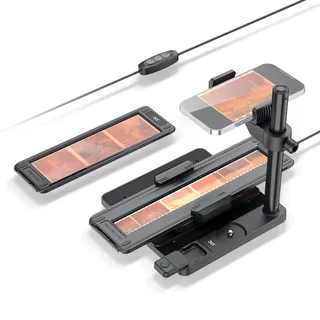 JJC Mobile Film Digitizing Adapter Set Konvertiert 35mm Negativ Film Slide auf Digital JPEG, Negativ Kopieren Adapter mit Magnetischer Hintergrundbeleuchtung Panel/35mm & 120 Film Halter/Fernbedienung