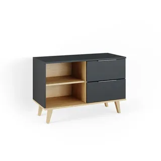 Vicco Kommode Wohnzimmerschrank Anrichte Neptune Anthrazit/Buche Schublade 90 cm