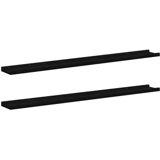 vidaXL Wandregalset 2-teilig 100/9/3 cm aus MDF Schwarz Max. Belastbarkeit 5 Kg , Holzwerkstoff , Strukturbuche , Rechteckig , 100x3x9 cm , Wohnzimmer, Regale, Wandregale