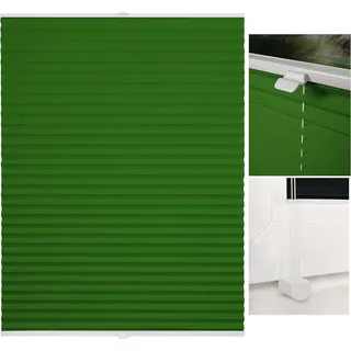 Klemmfix-Plissee ohne Bohren für Fenster und Türen, Faltrollo und Jalousie mit Sicht- und Sonnenschutz, blickdicht sowie lichtdurchlässig, Grün, 45x130 cm