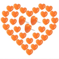 VAPKER Love Heart Pinnnadeln 150 Stück Orange Reißnägel Reißzwecken Niedliche Kunststoff Reißzwecken Dekorative Pins mit Stahlspitze Kartennägel für Fotos Wand