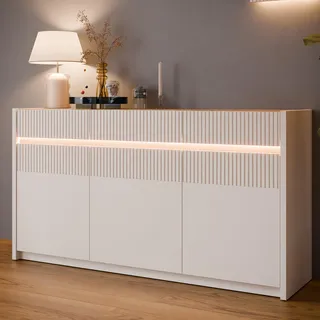 Forte Oak Squere«, Sideboard, Beleuchtung, Soft Close, Lamellenoptik