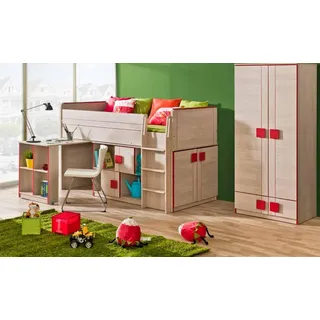 Hochbett Multifunktionsbett Bett Holz Betten 200x90cm Schrank Möbel Kinderzimmer - Braun
