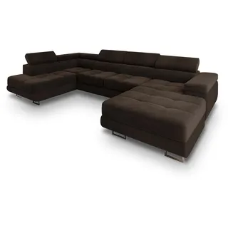 masseno Wohnlandschaft mit Schlaffunktion Casone , braun , Maße (cm): B: 345 H: 90