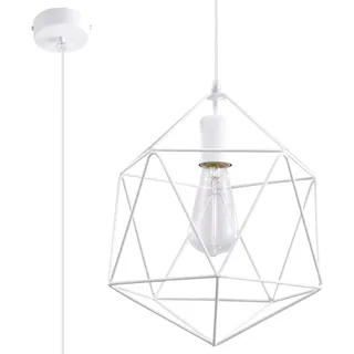 Sollux Lighting Geometrische Home-Office-Beleuchtung Kreative Beleuchtung Minimalistische Dekoration Glühlampenfrei Aus Stahl gefertigt Hängeleuchte Gaspare Weiß Größe 30x30x132 - Weiß