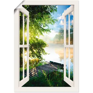 Artland Wandbild »Fensterblick Angelsteg am Fluss« Fensterblick 1 Stk. tlg. als Alubild, Outdoorbild, Leinwandbild, Poster, Wandaufkleber, weiß