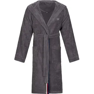 bugatti Herrenbademantel »Decimo, ideal für Sauna & Spa, Hotelbademantel, Morgenmantel« mit Kapuze & farbiger Kantenblende, reine Baumwolle, grau