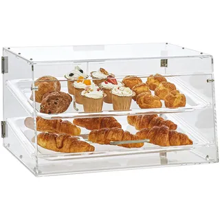 Vevor 2-stöckige Gebäck-Vitrine, Kommerzielle Tabletts 510 x 350 x 35 mm, Bäckerei-Vitrine, Acryl-Vitrine mit Zugang zur Hintertür und abnehmbaren Regalen, für Donut-Bagels, Kuchen, Kekse usw.