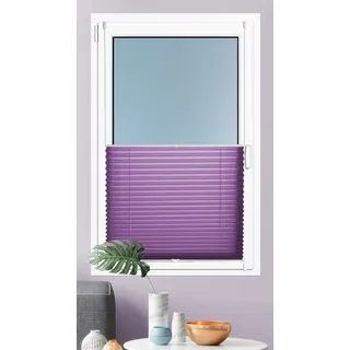 Plissee KUTTI "Brisa" Gr. 9, lila (aubergine), B:90cm H:140cm, Obermaterial: 100% Polyester, Plissees, Plissee, Klemmfix, Sichtschutz, blickdicht, einfarbig, Klemmträger