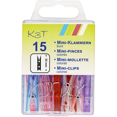 K3T 48615 Mini-Klammern 35mm 15er Packung, bunt sortiert