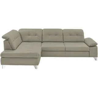 Beldomo Speed Ecksofa , Hellgrau , Metall , Echtleder , Rindleder , Ottomane links, nicht einzeln stellbar, L-Form , 309x211 cm , Goldenes M , Typenauswahl, Bettkasten erhältlich, Fußauswahl, Lederauswahl, Stoffauswahl, Sitzqualitäten, seitenverkehrt erhältlich, Bettfunktion erhältlich, Hocker erhältlich, Rückenfutter , Wohnzimmer, Sofas & Couches, Wohnlandschaften, Ecksofas